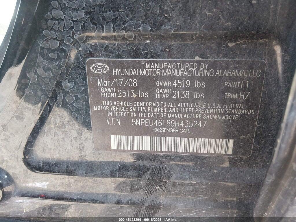 5NPEU46F89H435247 2009 HYUNDAI SONATA photo no. 9