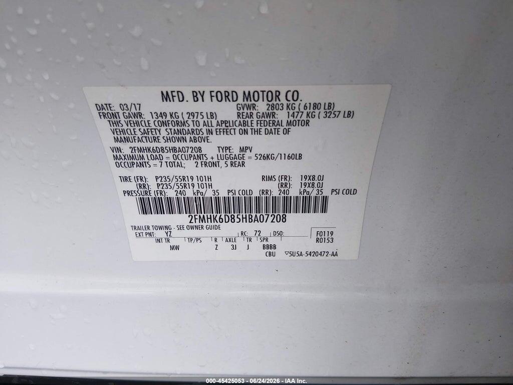 2FMHK6D85HBA07208 2017 FORD FLEX photo no. 9
