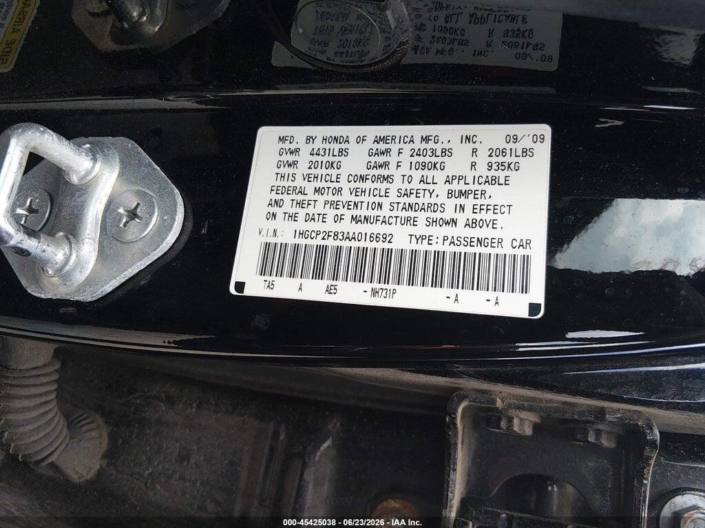 1HGCP2F83AA016692 2010 HONDA ACCORD photo no. 9