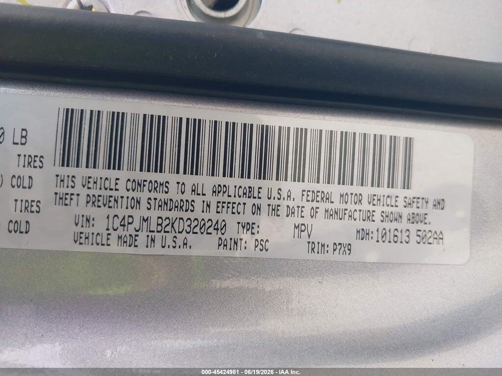 1C4PJMLB2KD320240 2019 JEEP CHEROKEE photo no. 9