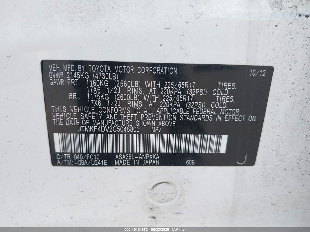 JTMKF4DV2C5048806 2012 TOYOTA RAV4 photo no. 9
