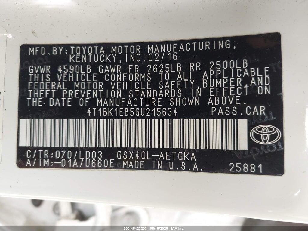 4T1BK1EB5GU215634 2016 TOYOTA AVALON photo no. 9