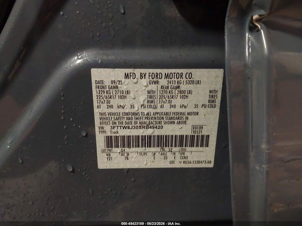 3FTTW8J30SRB49420 2025 FORD MAVERICK photo no. 9