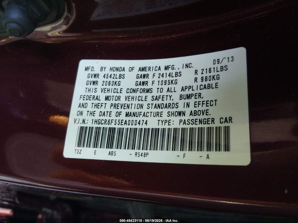 1HGCR6F55EA000474 2014 HONDA ACCORD HYBRID photo no. 9