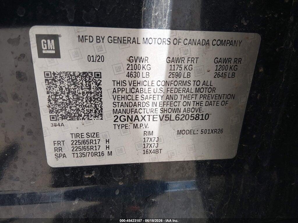 2GNAXTEV5L6205810 2020 CHEVROLET EQUINOX photo no. 9