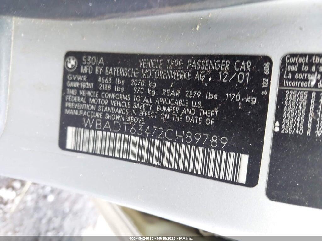 WBADT63472CH89789 2002 BMW 5 SERIES photo no. 9