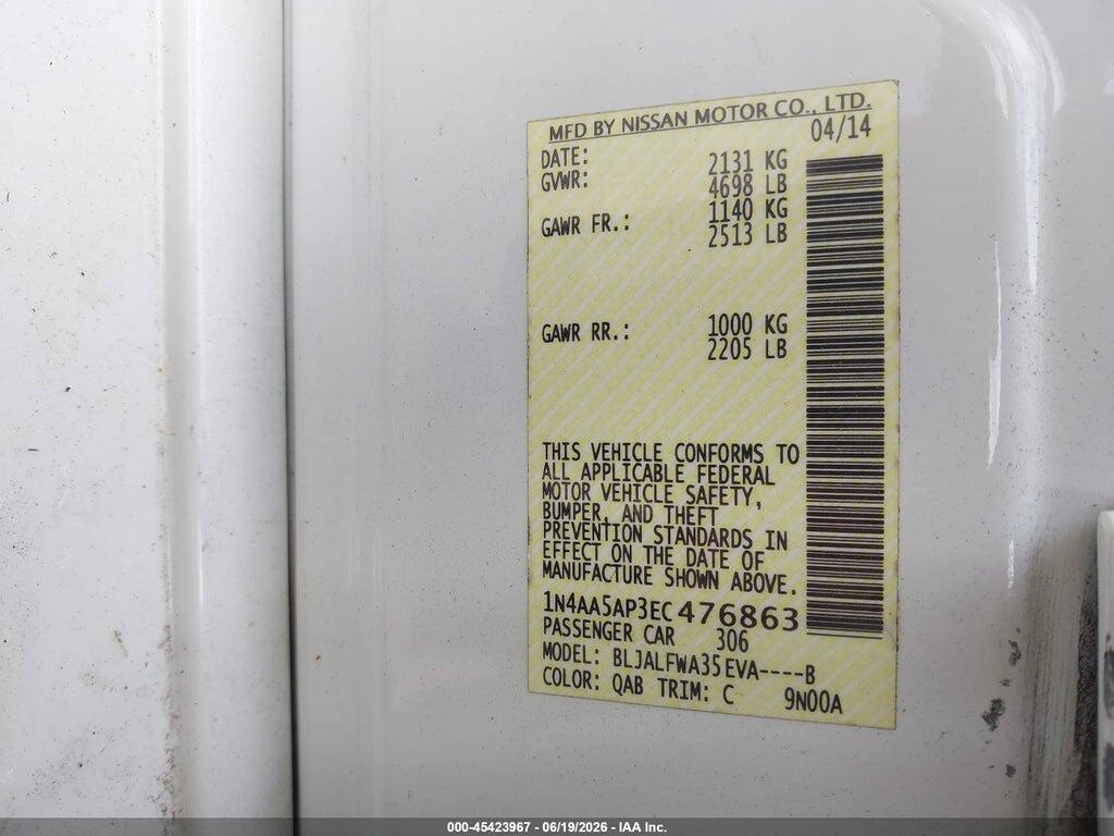 1N4AA5AP3EC476863 2014 NISSAN MAXIMA photo no. 9