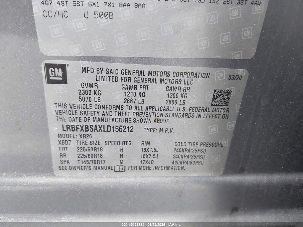 LRBFXBSAXLD156212 2020 BUICK ENVISION photo no. 9