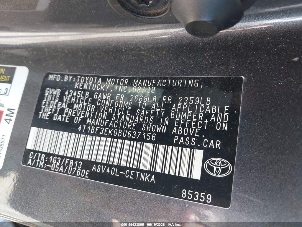 4T1BF3EK0BU637156 2011 TOYOTA CAMRY photo no. 9