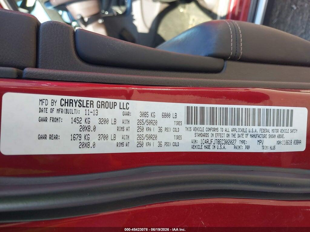 1C4RJFJT8EC302027 2014 JEEP GRAND CHEROKEE photo no. 9