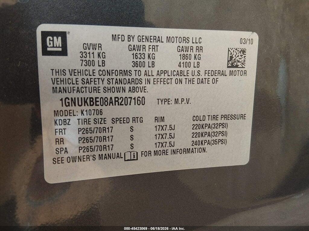 1GNUKBE08AR207160 2010 CHEVROLET TAHOE photo no. 9