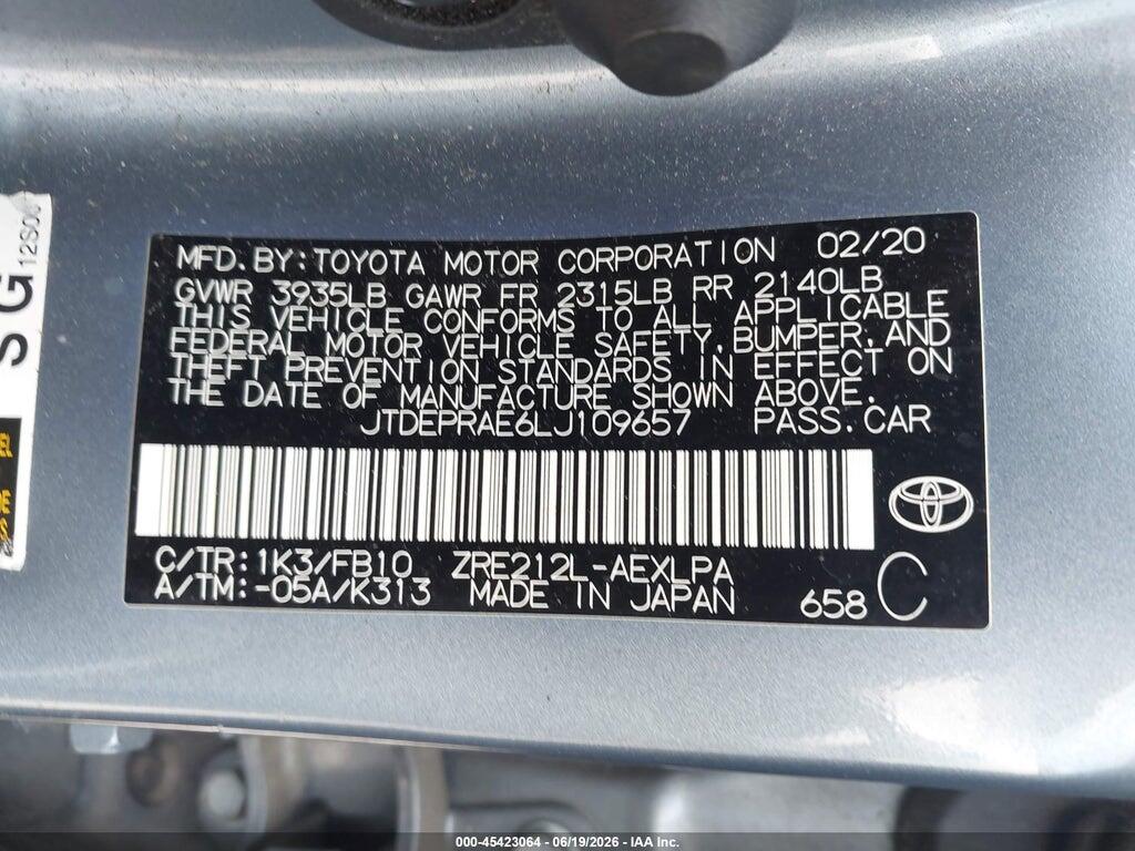 JTDEPRAE6LJ109657 2020 TOYOTA COROLLA photo no. 9