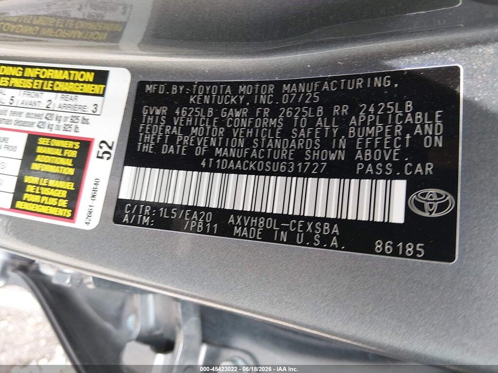 4T1DAACK0SU631727 2025 TOYOTA CAMRY photo no. 9