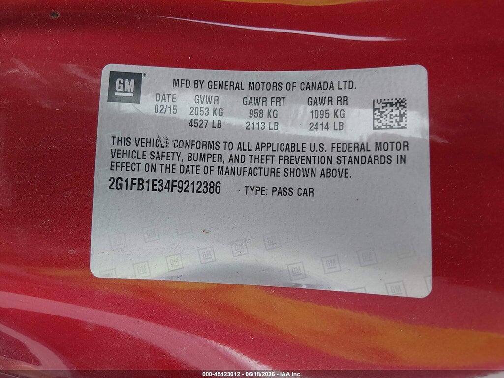 2G1FB1E34F9212386 2015 CHEVROLET CAMARO photo no. 9