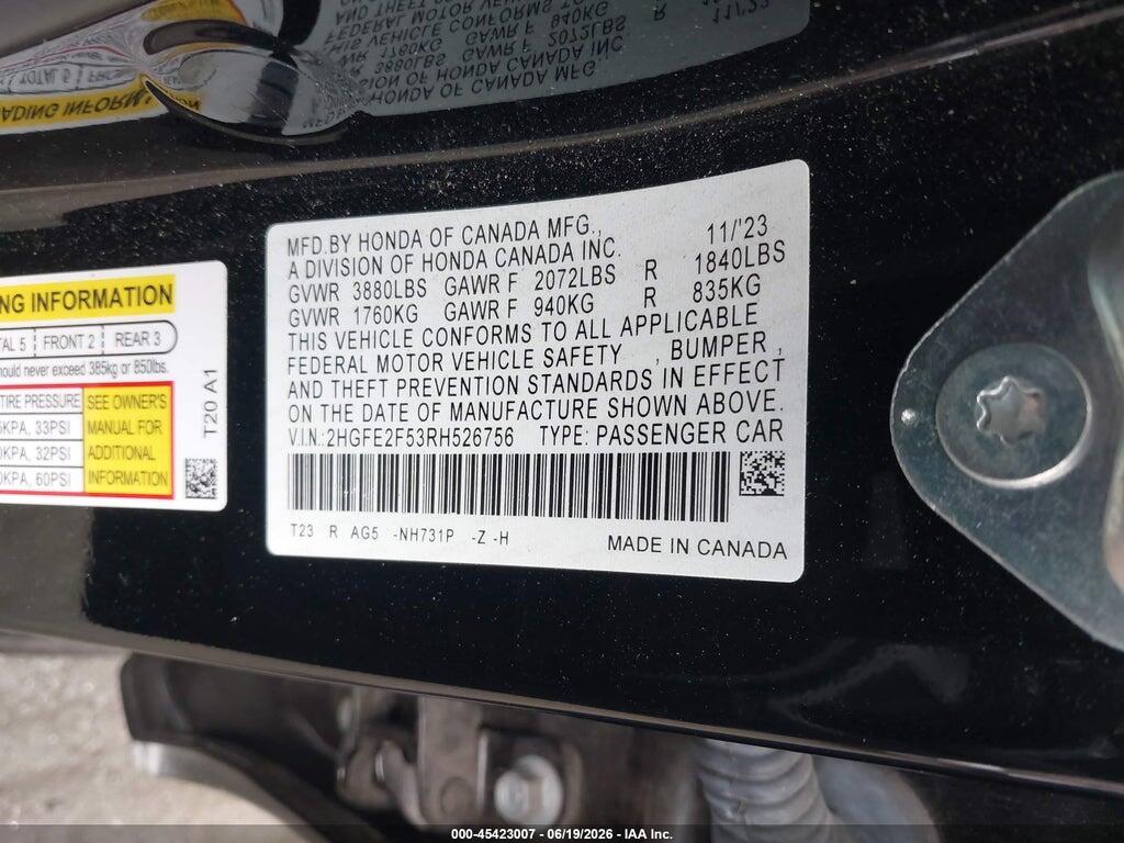 2HGFE2F53RH526756 2024 HONDA CIVIC photo no. 9