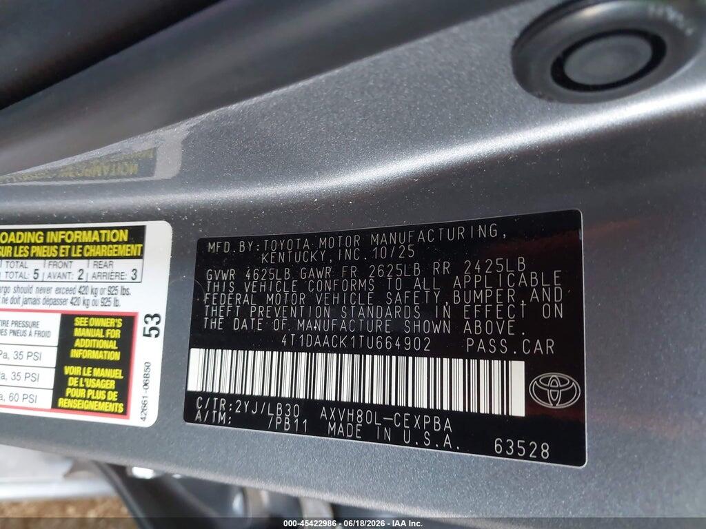 4T1DAACK1TU664902 2026 TOYOTA CAMRY photo no. 9
