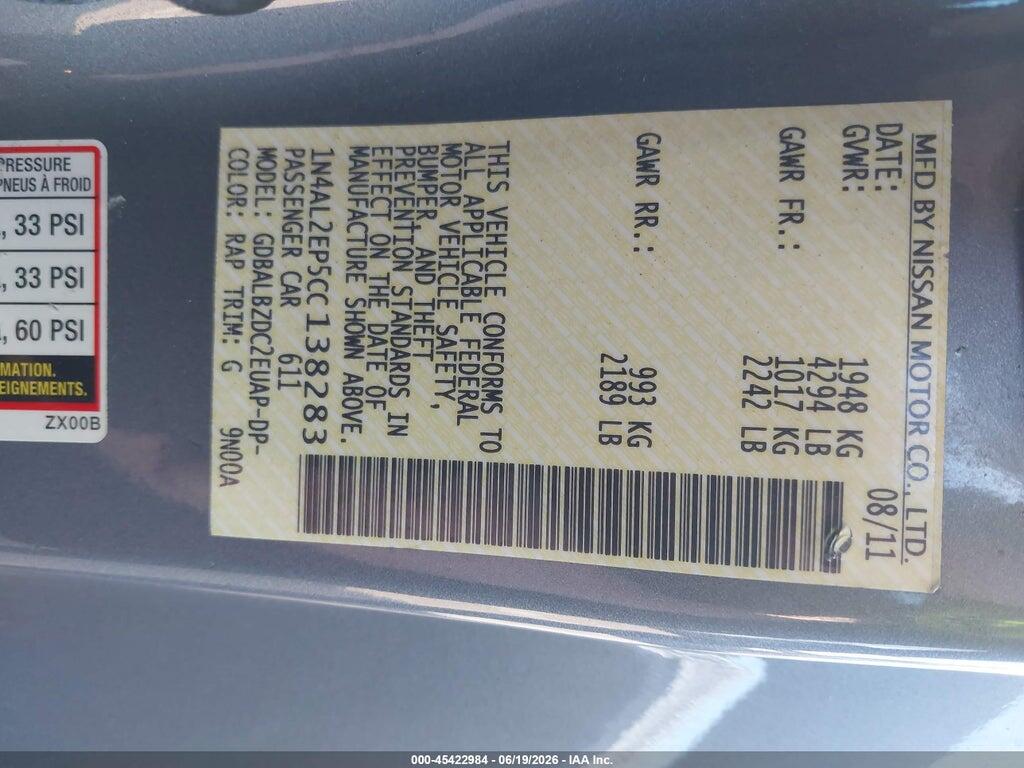 1N4AL2EP5CC138283 2012 NISSAN ALTIMA photo no. 9
