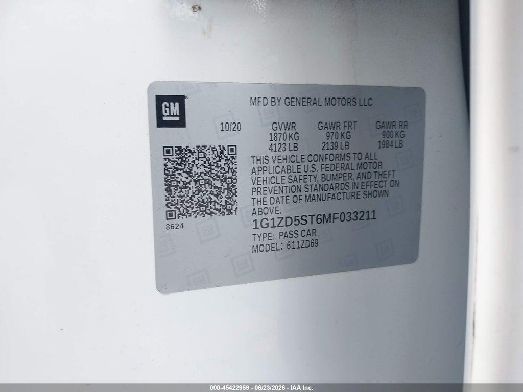 1G1ZD5ST6MF033211 2021 CHEVROLET MALIBU photo no. 9