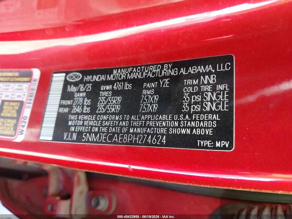 5NMJECAE8PH274624 2023 HYUNDAI TUCSON photo no. 9
