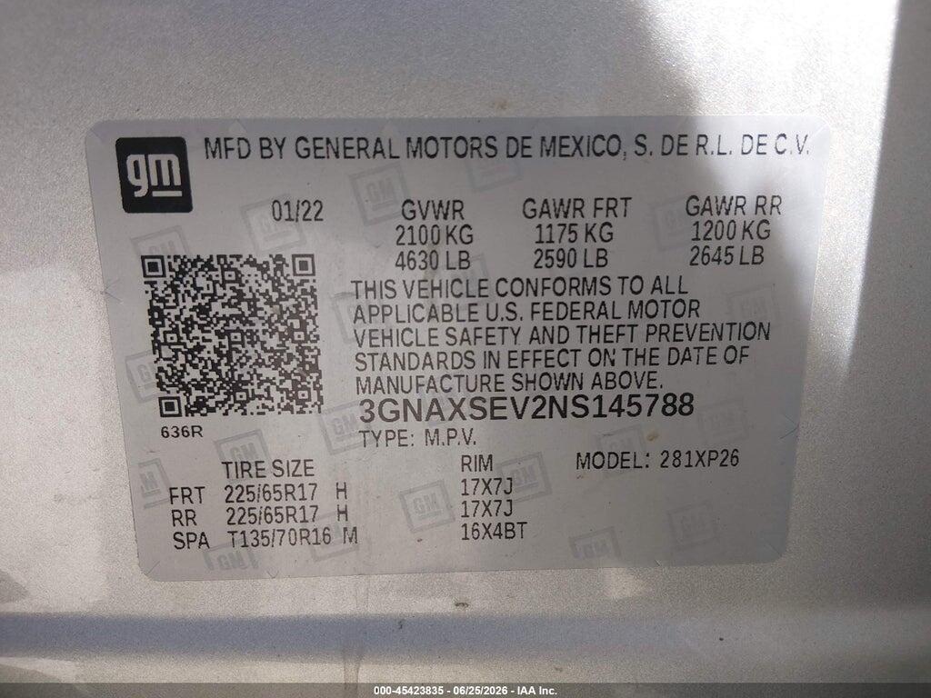 3GNAXSEV2NS145788 2022 CHEVROLET EQUINOX photo no. 9