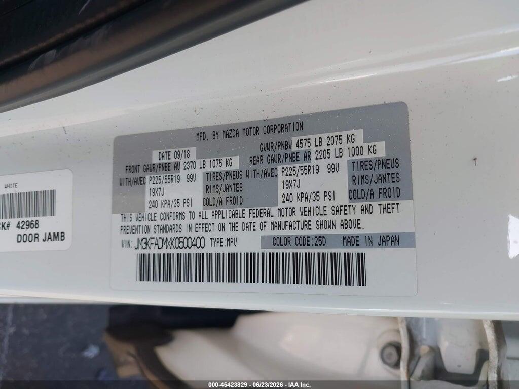 JM3KFADMXK0500400 2019 MAZDA CX-5 photo no. 9