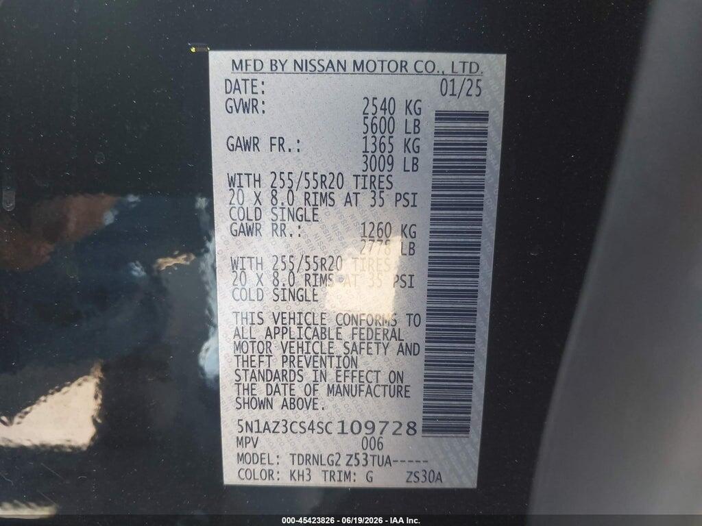 5N1AZ3CS4SC109728 2025 NISSAN MURANO photo no. 9