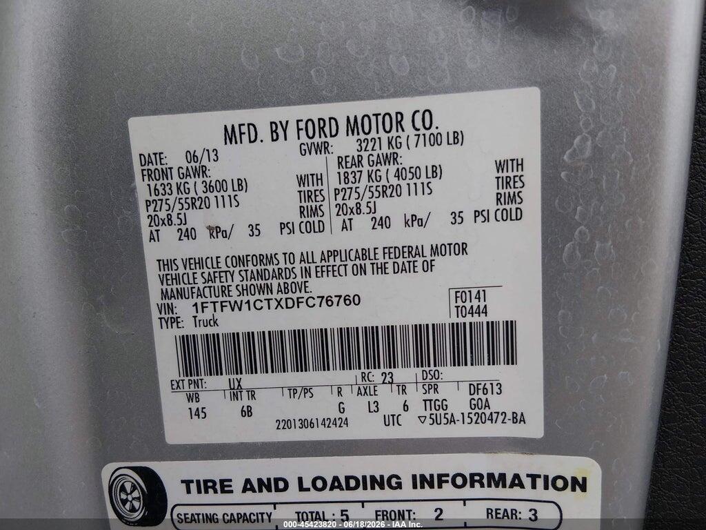 1FTFW1CTXDFC76760 2013 FORD F-150 photo no. 9