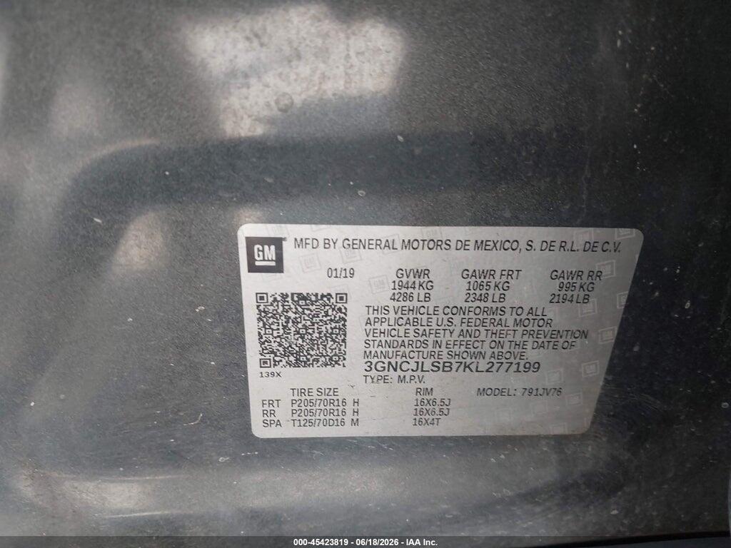 3GNCJLSB7KL277199 2019 CHEVROLET TRAX photo no. 9