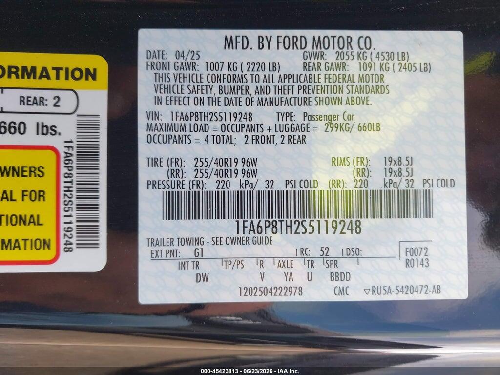 1FA6P8TH2S5119248 2025 FORD MUSTANG photo no. 9