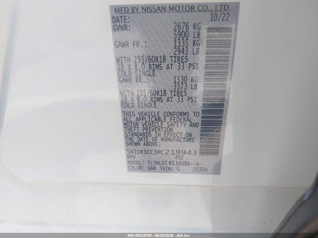 5N1DR3CC3PC219943 2023 NISSAN PATHFINDER photo no. 9