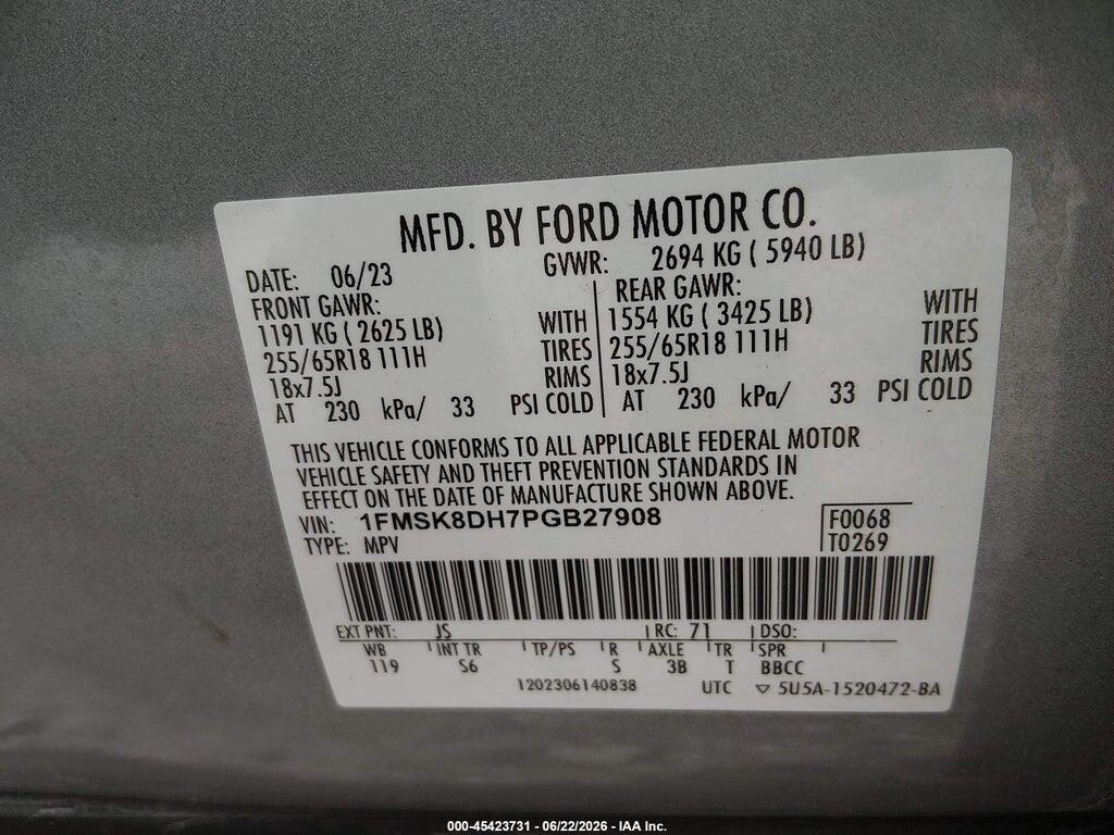 1FMSK8DH7PGB27908 2023 FORD EXPLORER photo no. 9