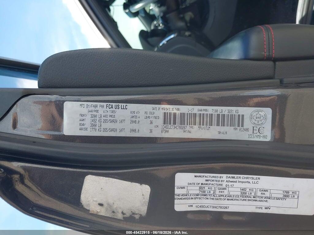 1C4SDJCT3HC783267 2017 DODGE DURANGO photo no. 9
