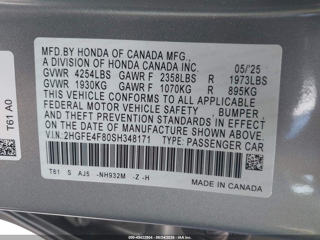 2HGFE4F80SH348171 2025 HONDA CIVIC HYBRID photo no. 9