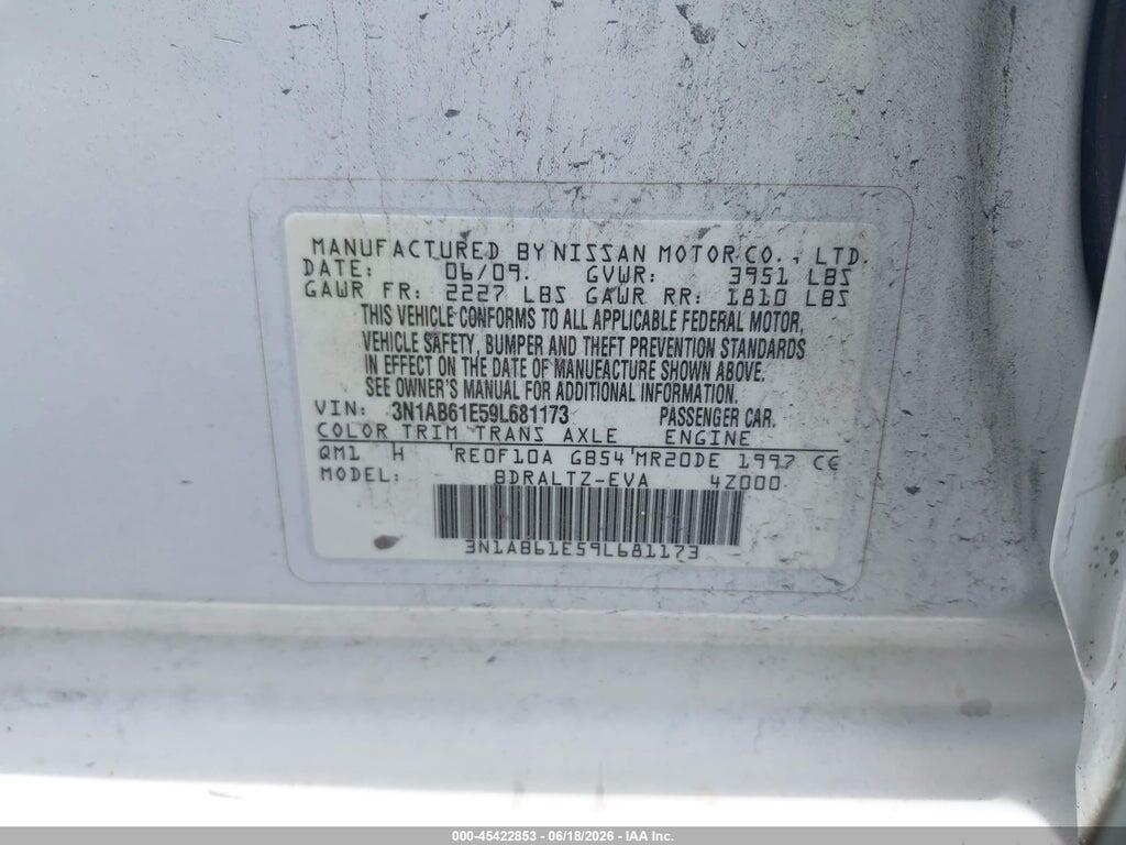 3N1AB61E59L681173 2009 NISSAN SENTRA photo no. 9