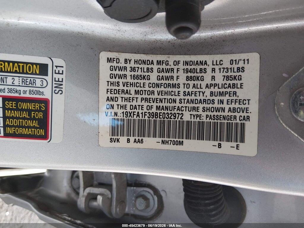 19XFA1F39BE032972 2011 HONDA CIVIC photo no. 9
