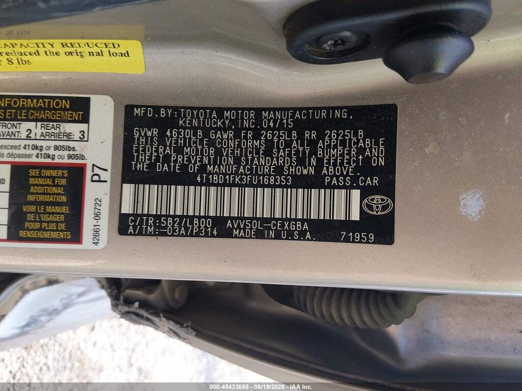 4T1BD1FK3FU168353 2015 TOYOTA CAMRY HYBRID photo no. 9