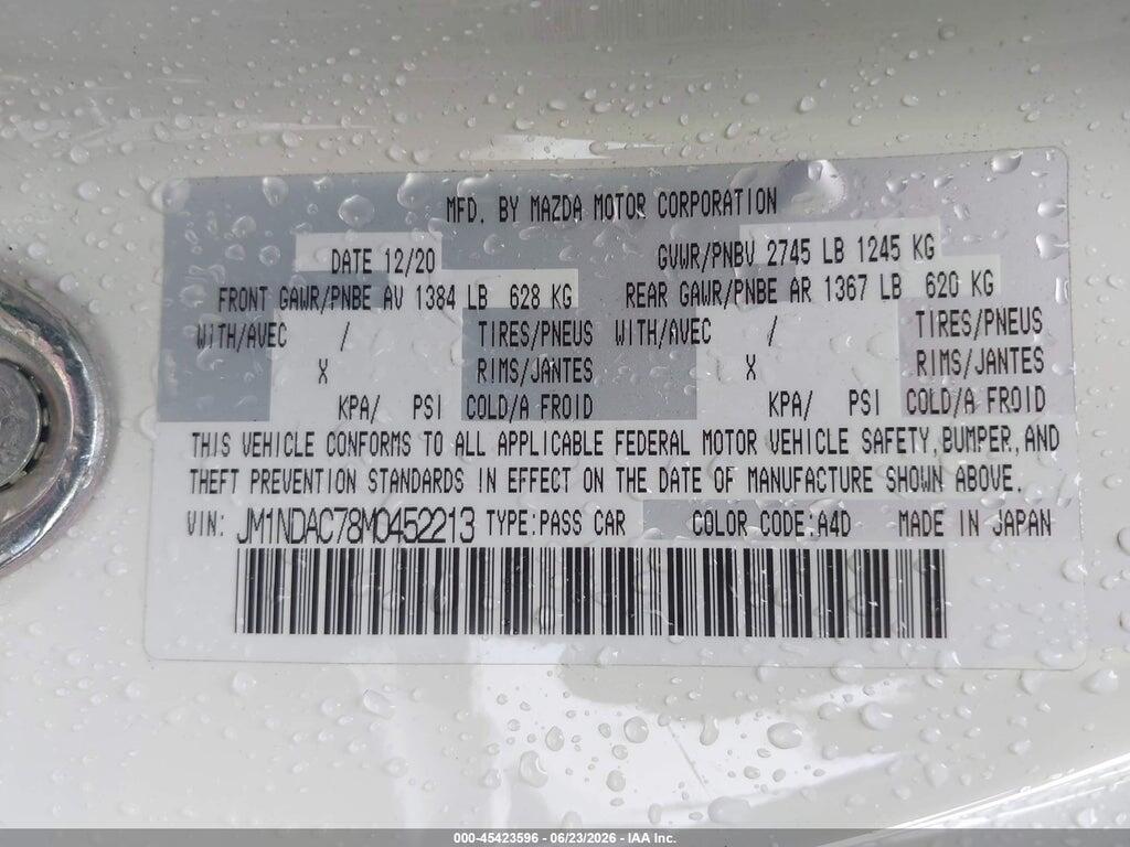 JM1NDAC78M0452213 2021 MAZDA MX-5 MIATA photo no. 9