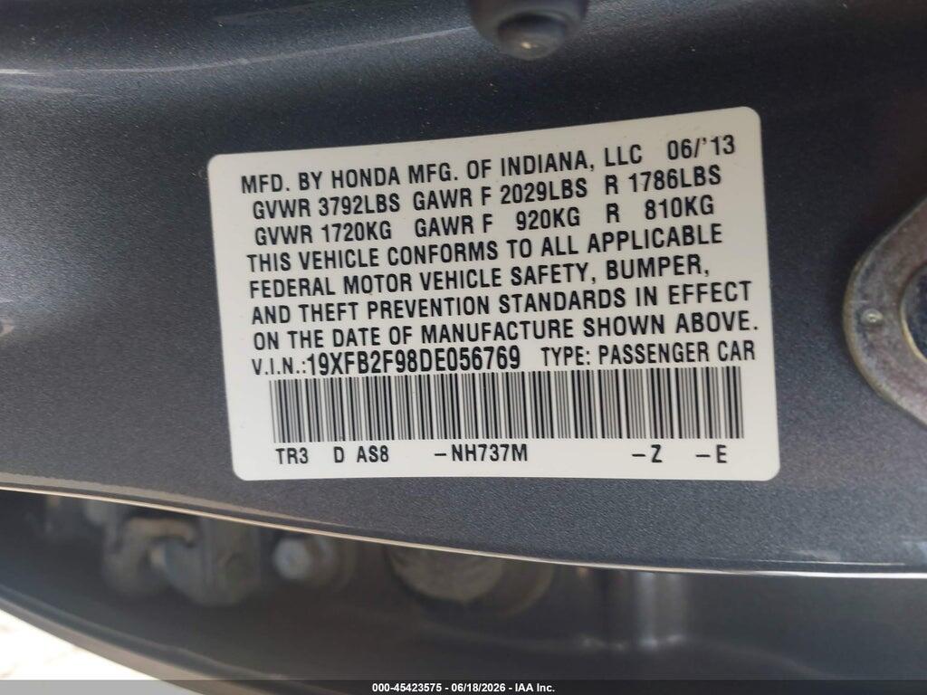 19XFB2F98DE056769 2013 HONDA CIVIC photo no. 9