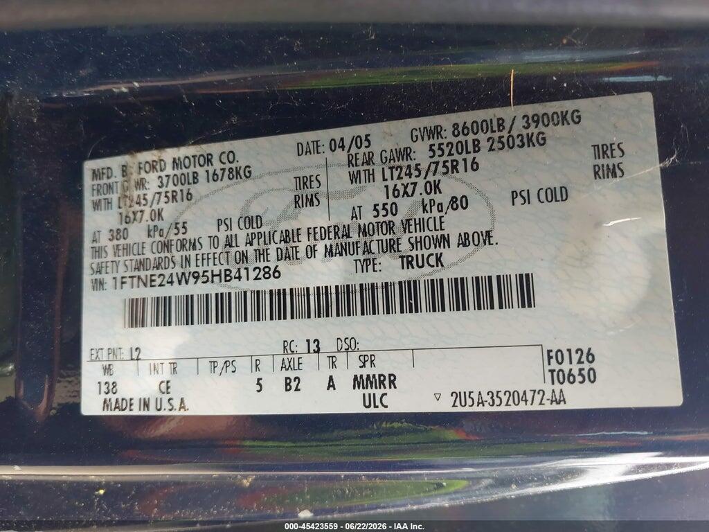 1FTNE24W95HB41286 2005 FORD E-250 photo no. 9