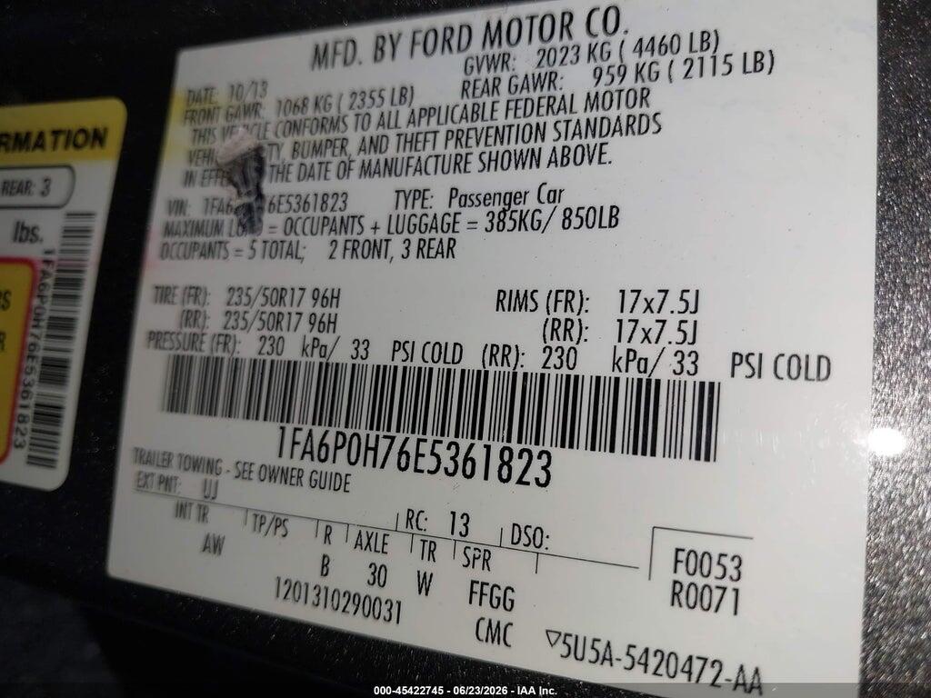 1FA6P0H76E5361823 2014 FORD FUSION photo no. 9