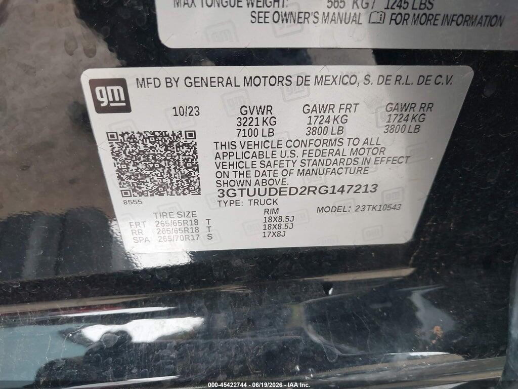 3GTUUDED2RG147213 2024 GMC SIERRA 1500 photo no. 9