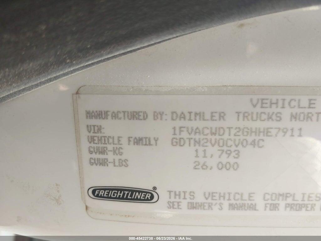 1FVACWDT2GHHE7911 2016 FREIGHTLINER M2 photo no. 9
