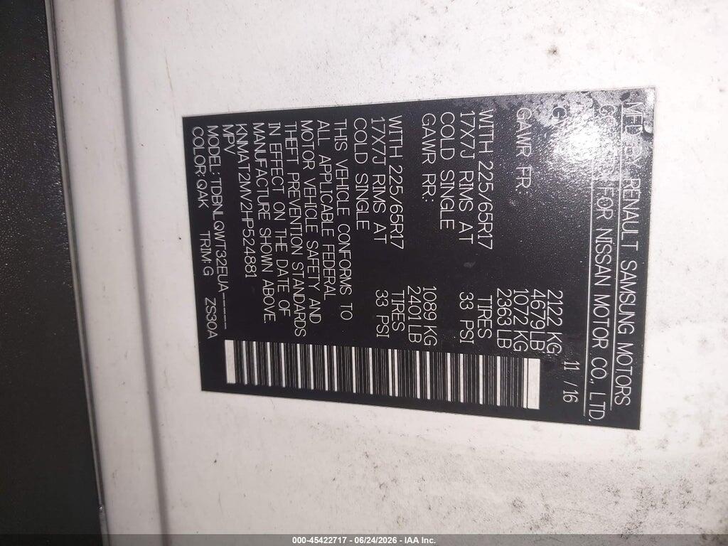 KNMAT2MV2HP524881 2017 NISSAN ROGUE photo no. 9