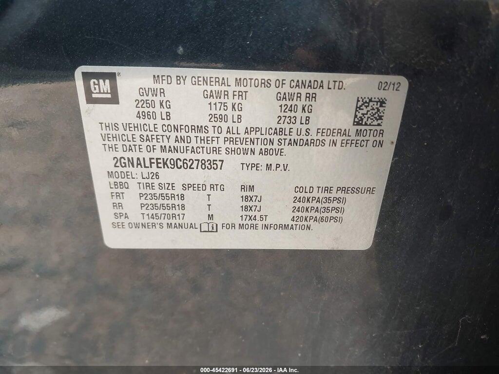 2GNALFEK9C6278357 2012 CHEVROLET EQUINOX photo no. 9