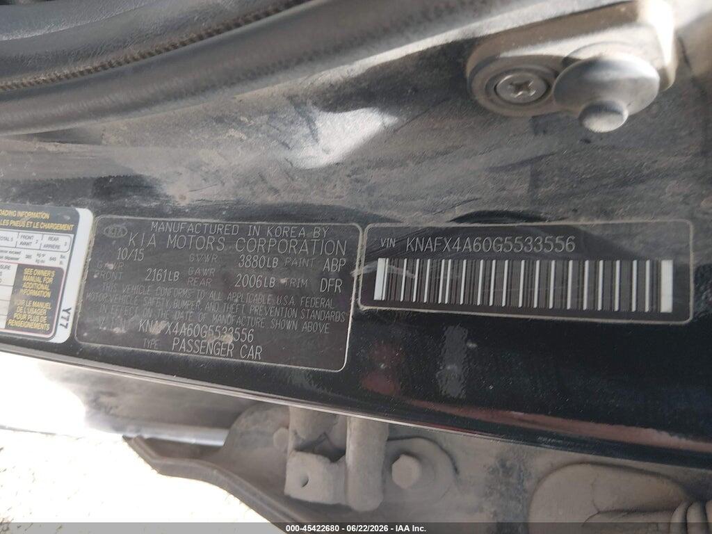 KNAFX4A60G5533556 2016 KIA FORTE photo no. 9