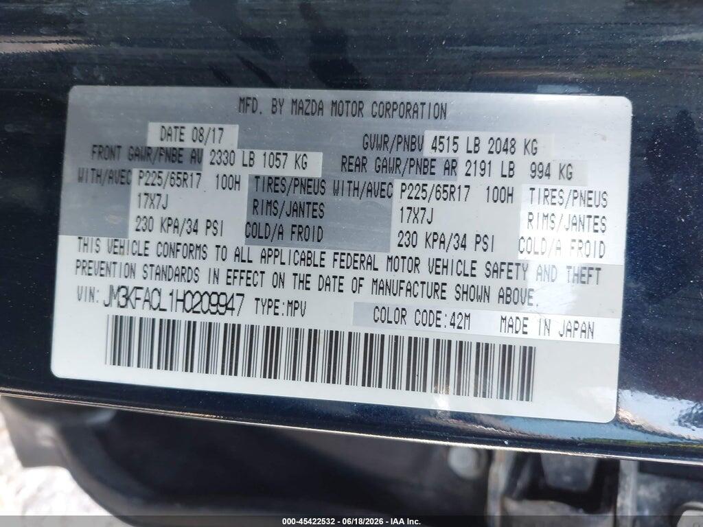 JM3KFACL1H0209947 2017 MAZDA CX-5 photo no. 9