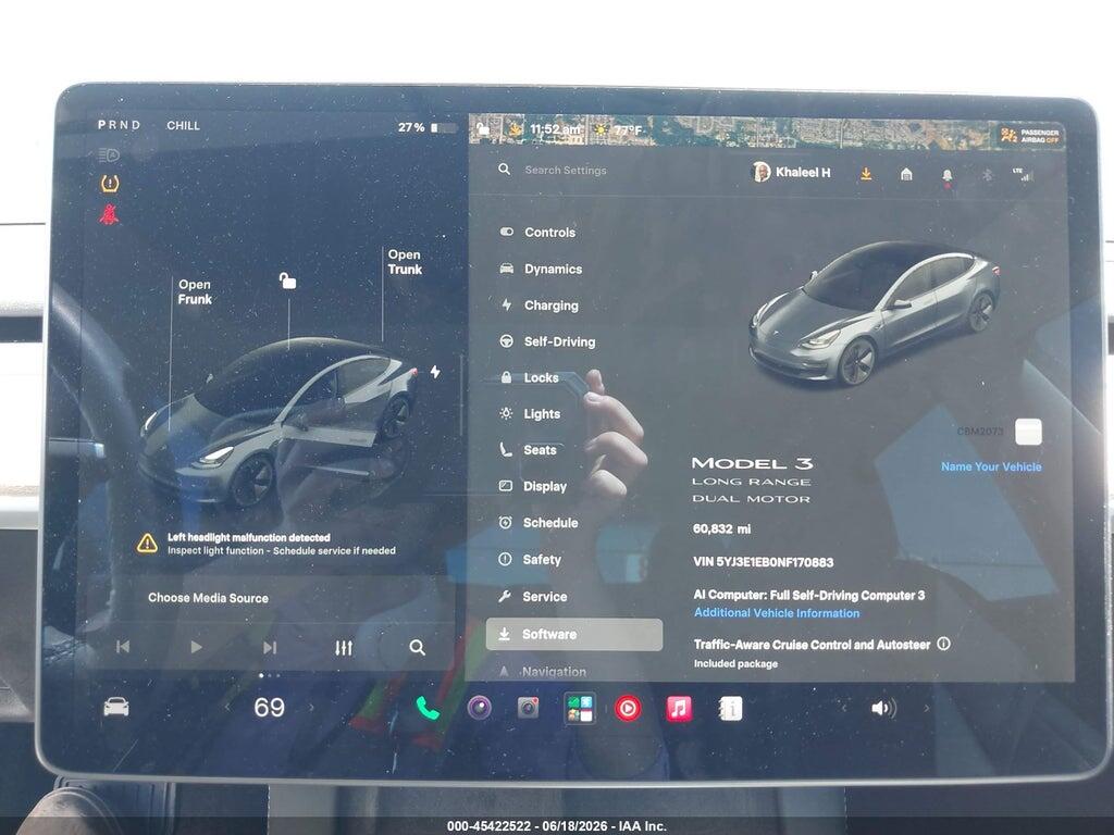 5YJ3E1EB0NF170883 2022 TESLA MODEL 3 photo no. 7