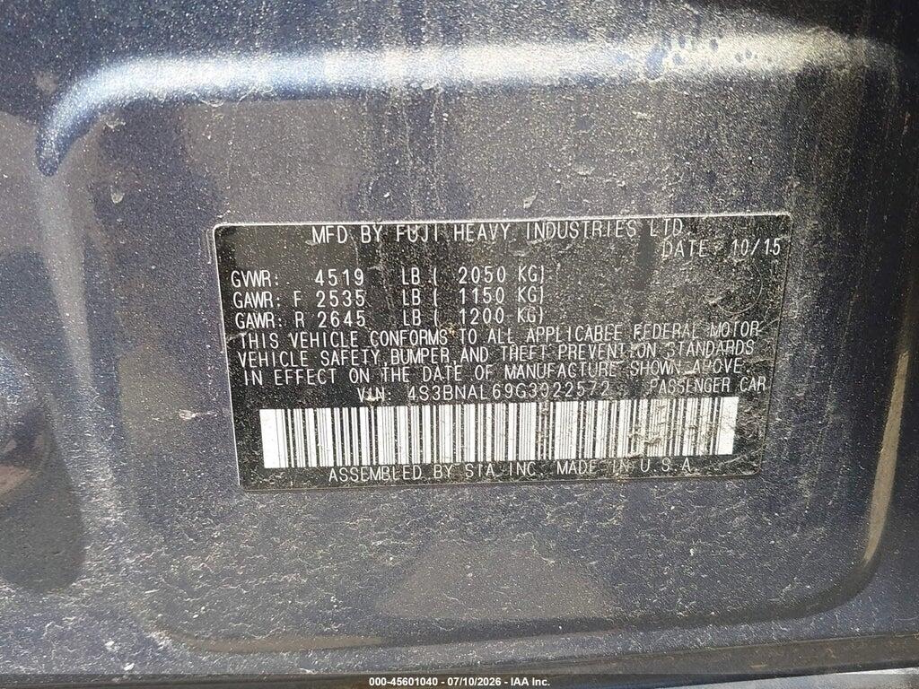 4S3BNAL69G3022572 2016 SUBARU LEGACY photo no. 9
