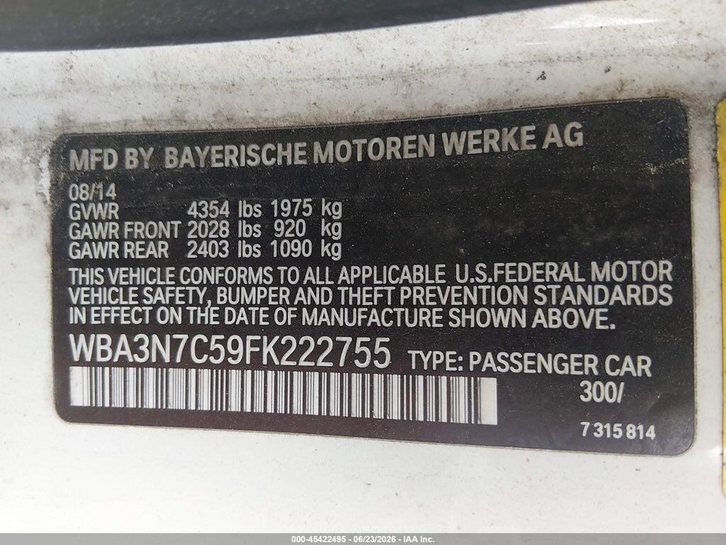 WBA3N7C59FK222755 2015 BMW 428I photo no. 9
