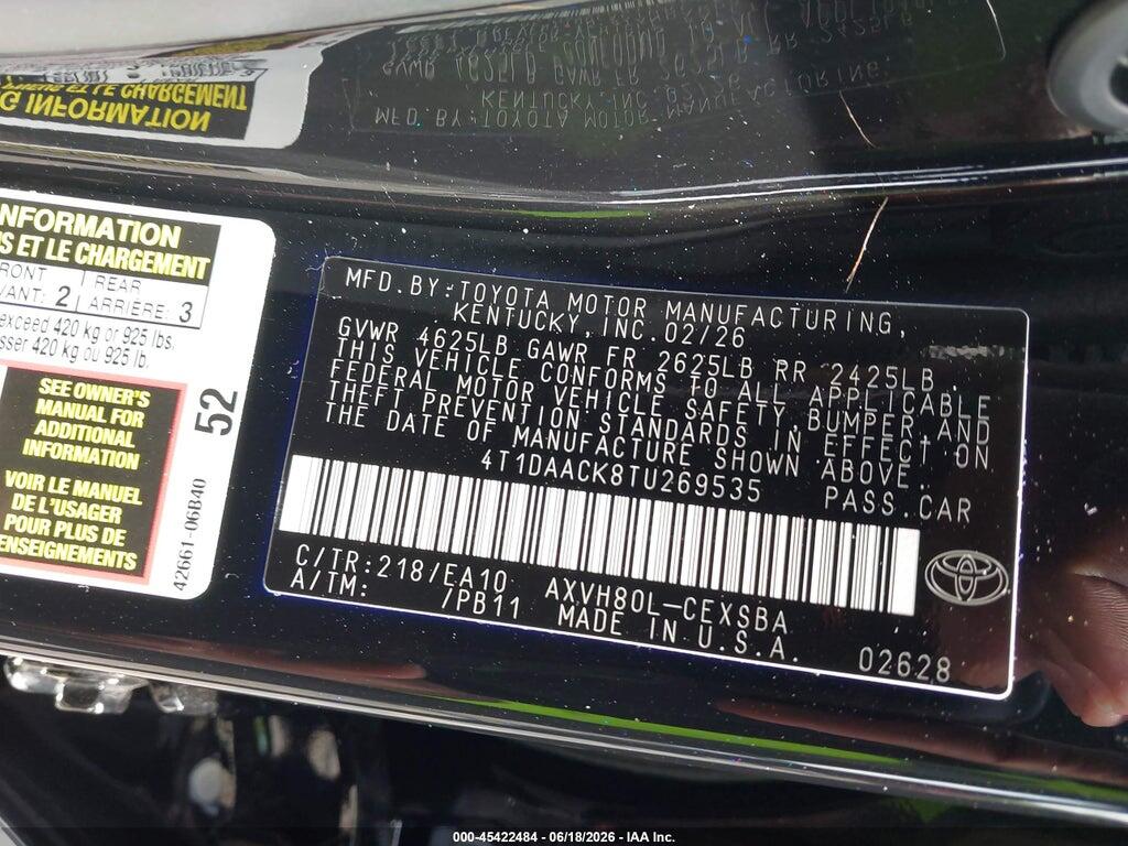 4T1DAACK8TU269535 2026 TOYOTA CAMRY photo no. 9